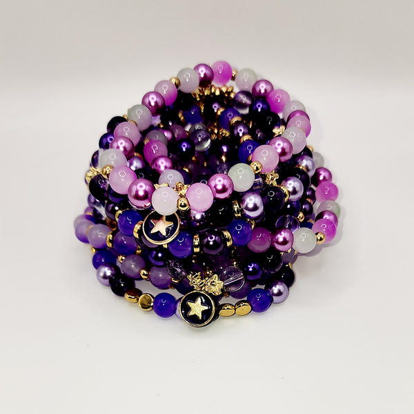 Grape Juice Glass Beaded Stretch Bracelet