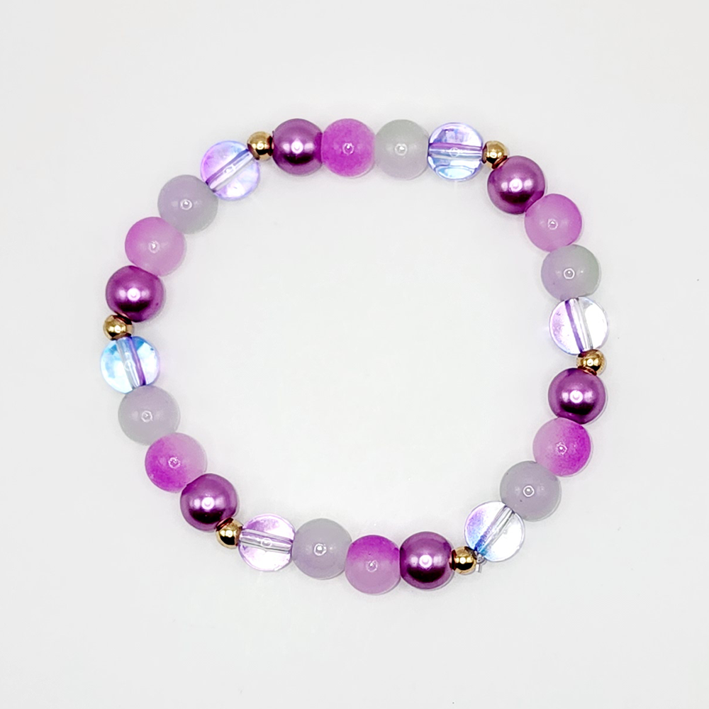 Grape Juice Glass Beaded Stretch Bracelet