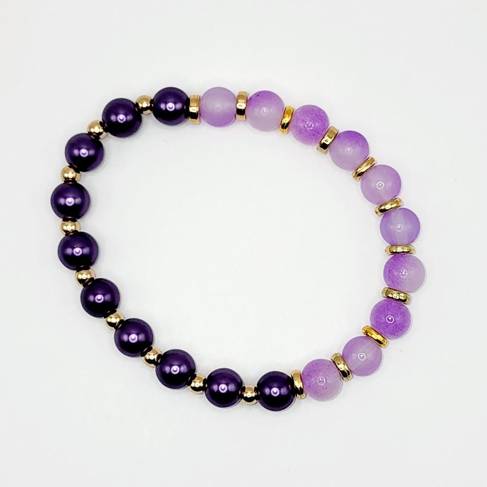 Grape Juice Glass Beaded Stretch Bracelet