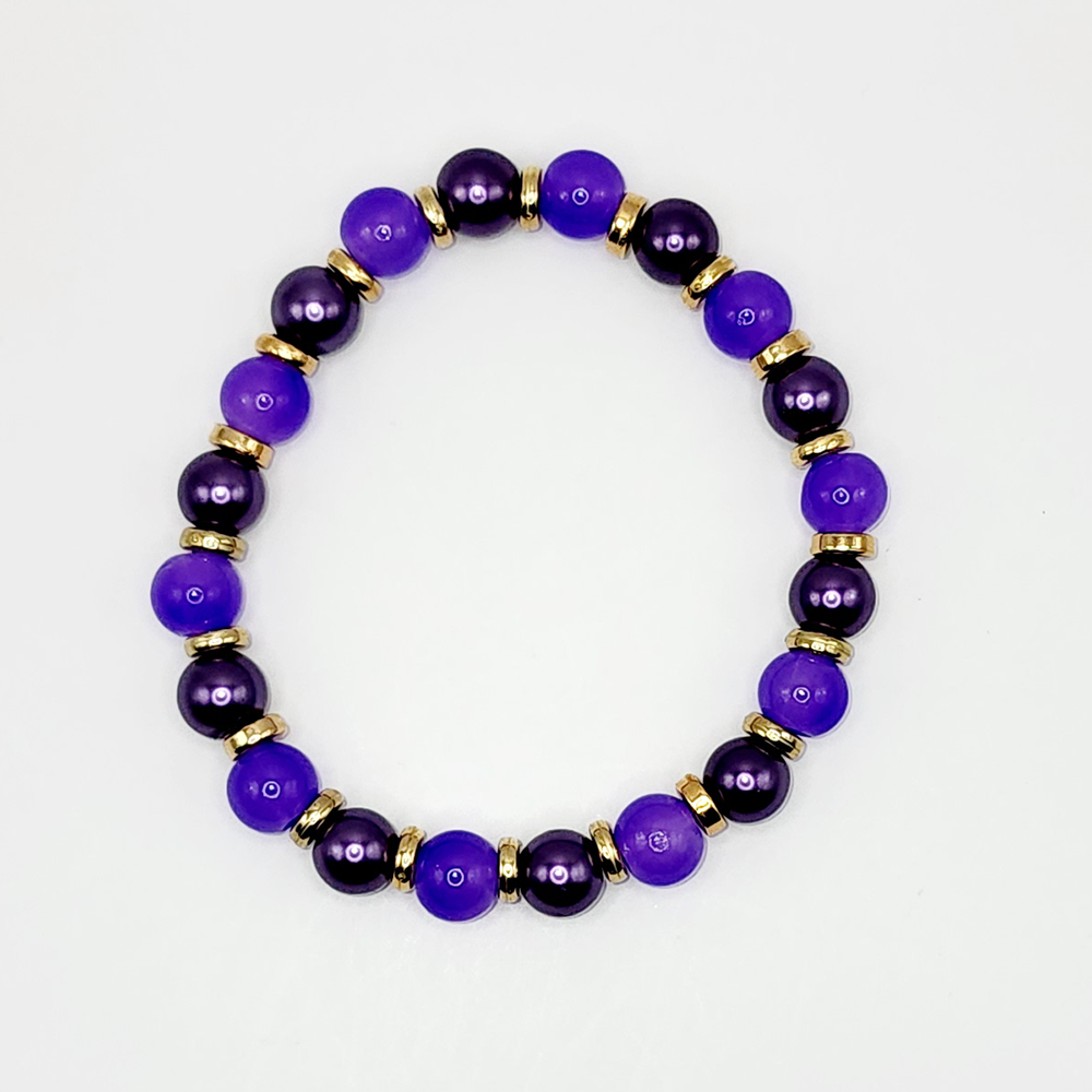 Grape Juice Glass Beaded Stretch Bracelet