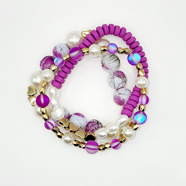 Vicious Violet Beaded Stretch Bracelet - Kawaii Kueens