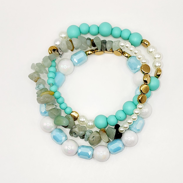 Meet Me At The Beach Beaded Stretch Bracelet - Kawaii Kueens