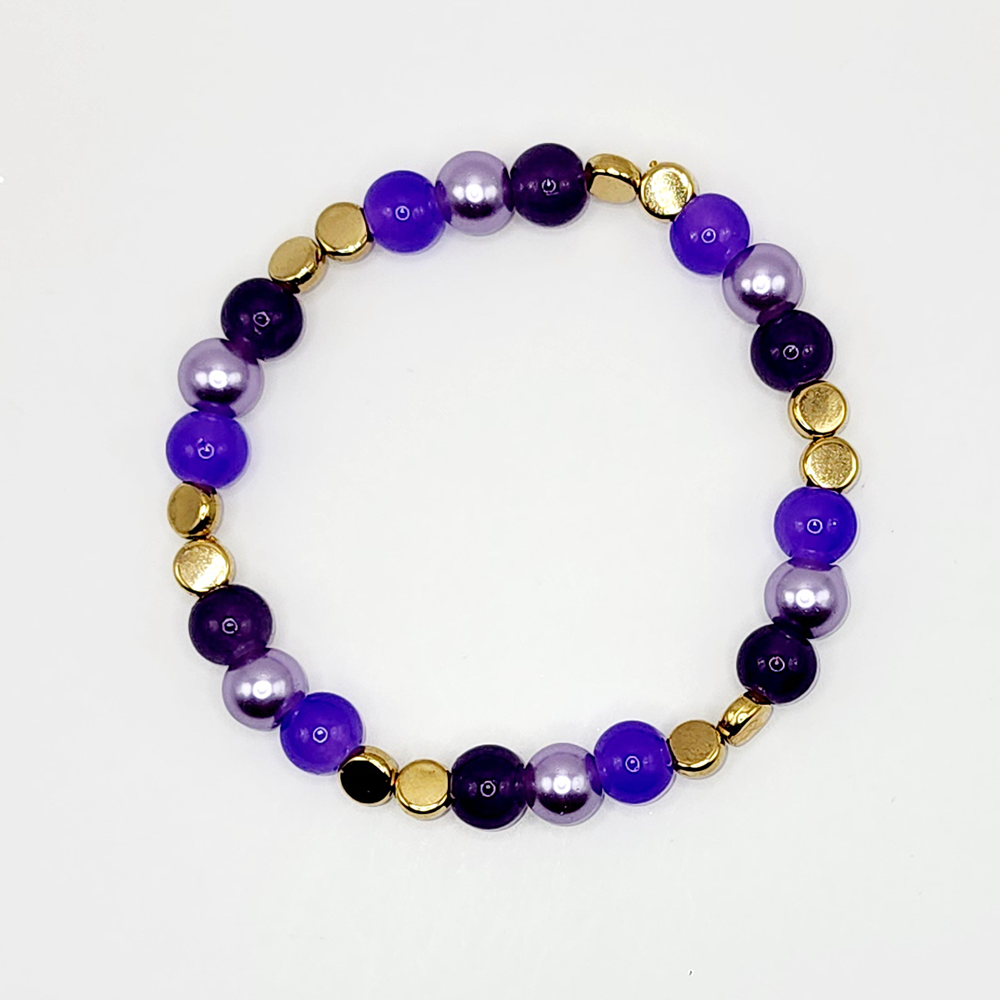 Grape Juice Glass Beaded Stretch Bracelet