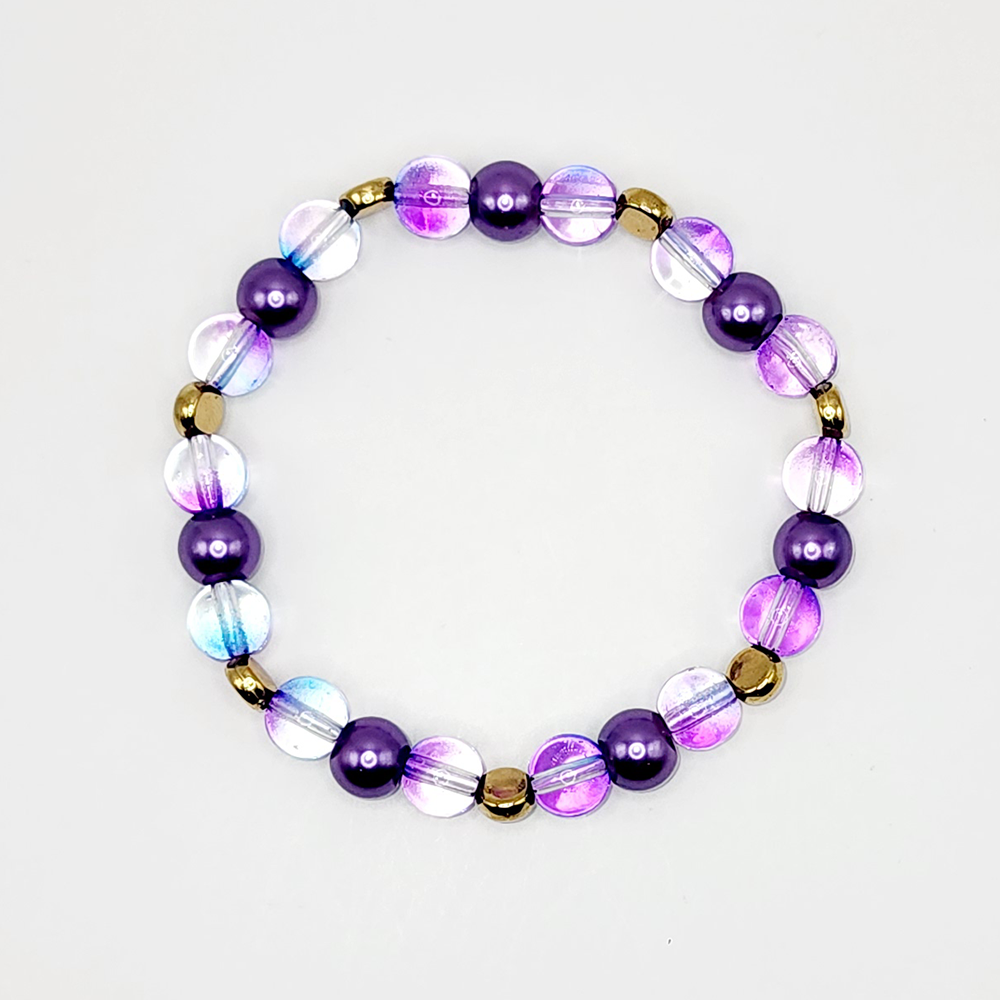 Grape Juice Glass Beaded Stretch Bracelet