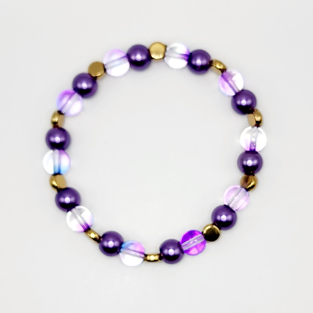 Grape Juice Glass Beaded Stretch Bracelet