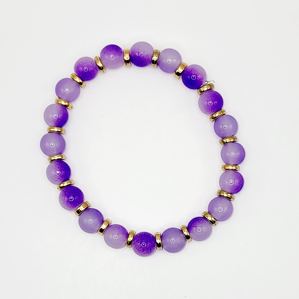 Grape Juice Glass Beaded Stretch Bracelet