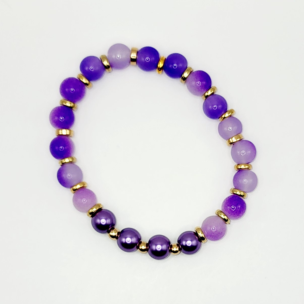 Grape Juice Glass Beaded Stretch Bracelet